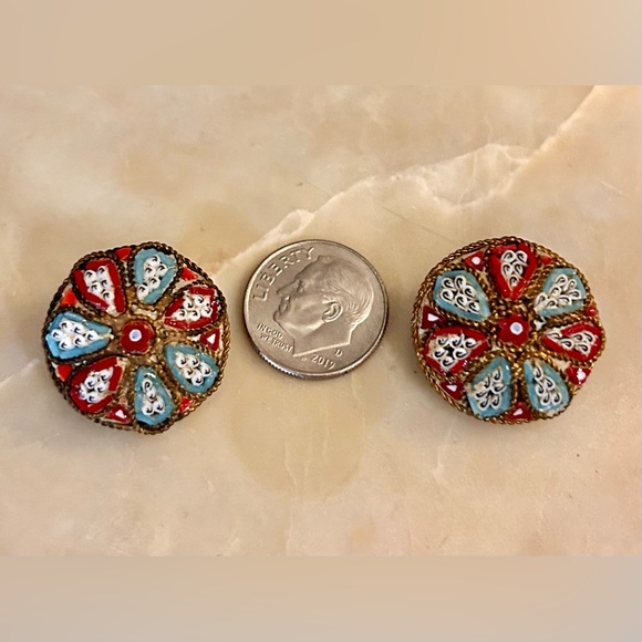 Vintage Micromosaic Clip on Earrings - Picture 14 of 14